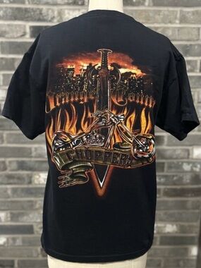 Y2K Orange County Choppers OCC Double Sided Flame Sword Tee M